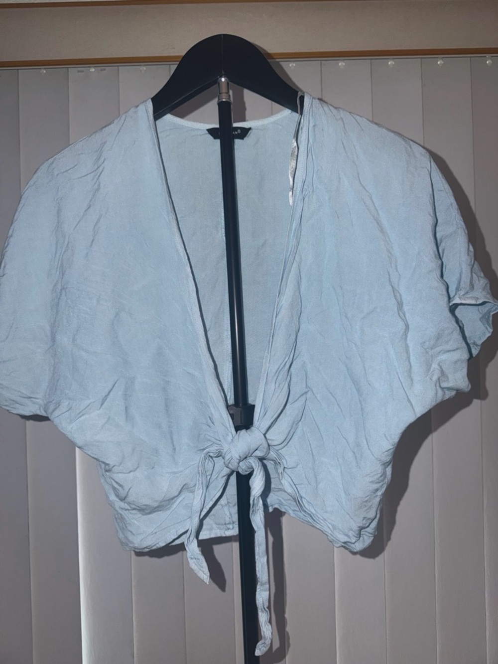 Light Blue Tie-Front Women's Top